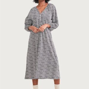 Hatch The Organic Cotton Nursing Night Dress Black Floral